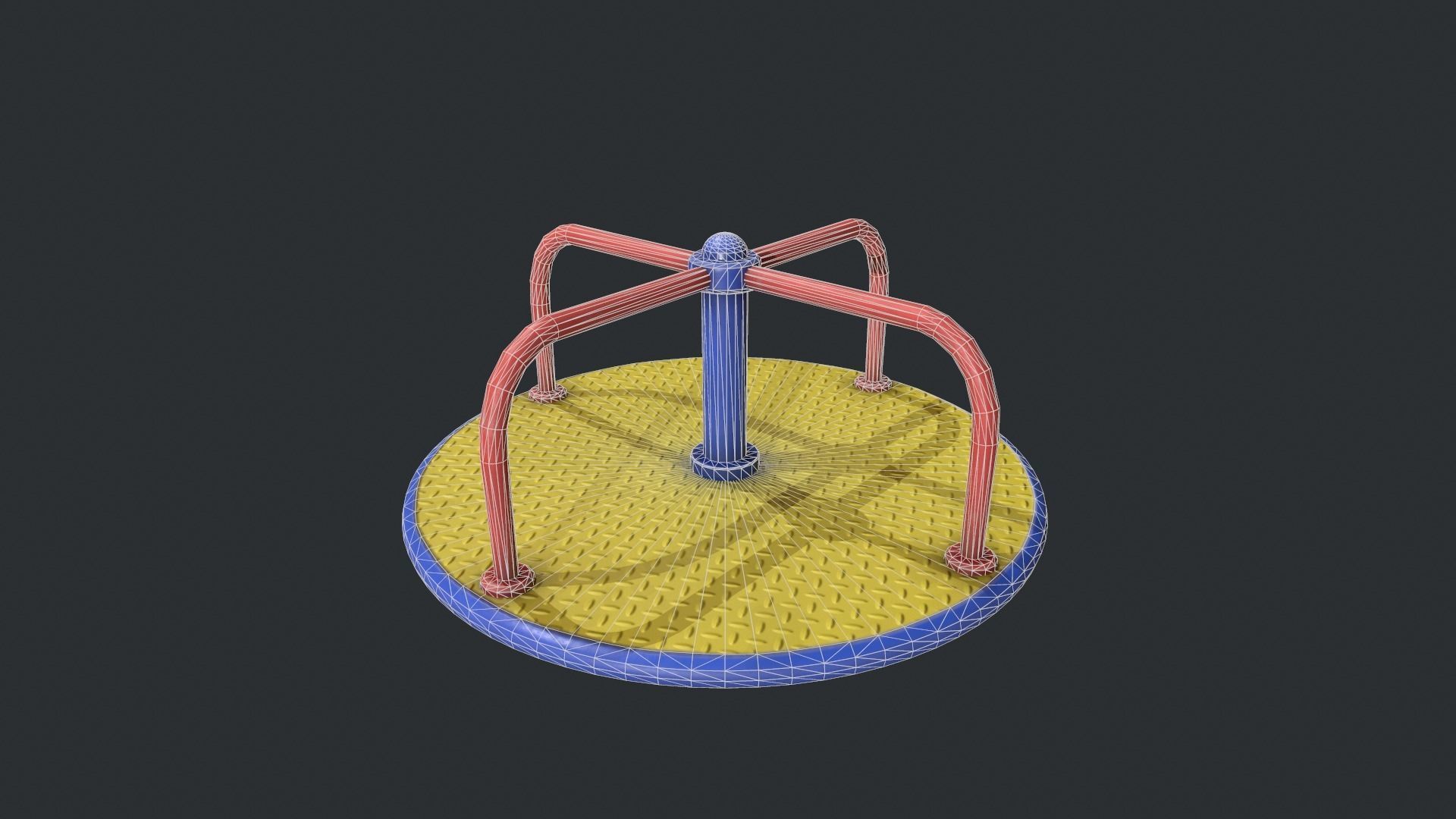 Playground Roundabout - Yellow Low-poly 3D model_14