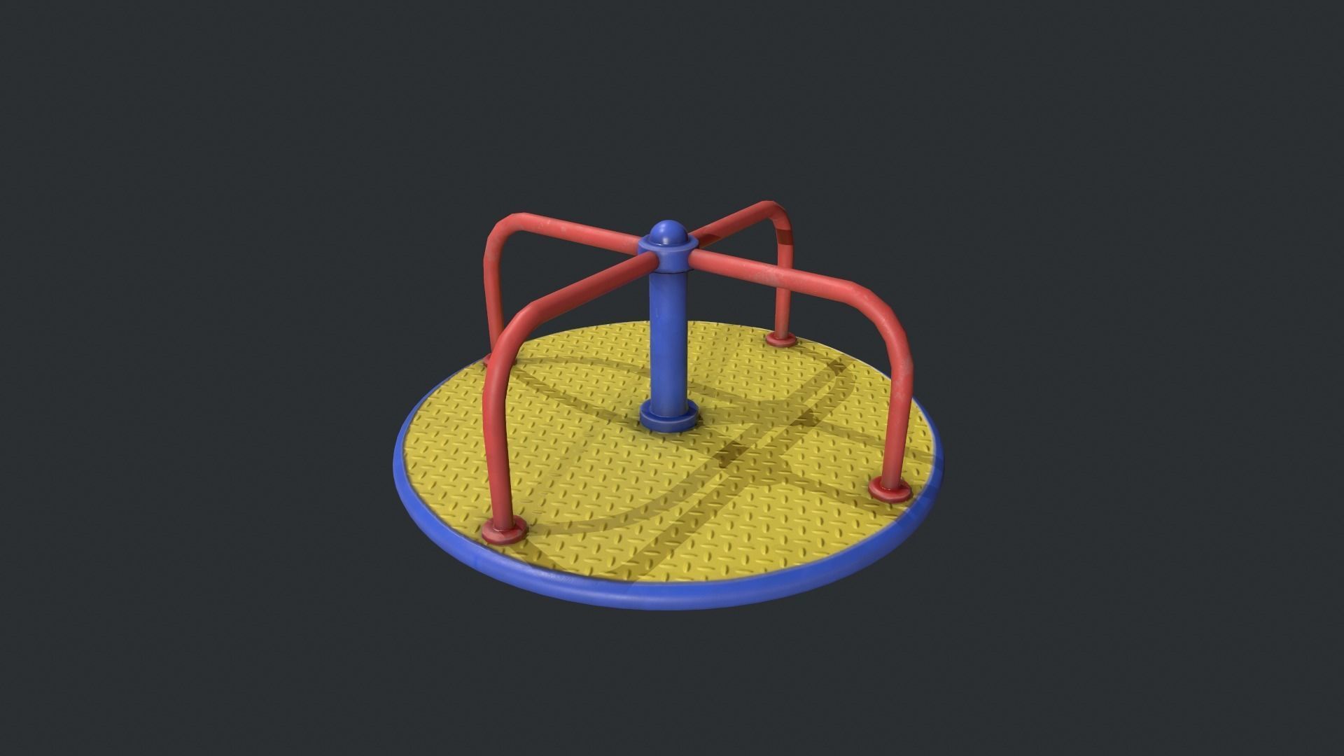 Playground Roundabout - Yellow Low-poly 3D model_9