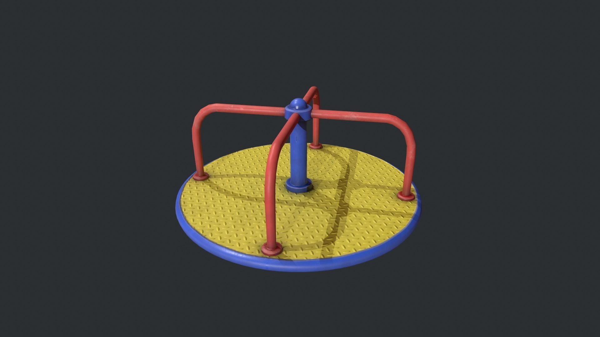 Playground Roundabout - Yellow Low-poly 3D model_8