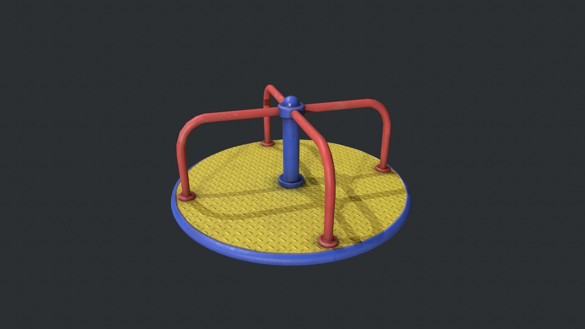 Playground Roundabout - Yellow Low-poly 3D model_7