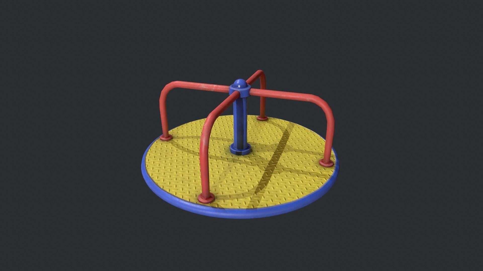 Playground Roundabout - Yellow Low-poly 3D model_5