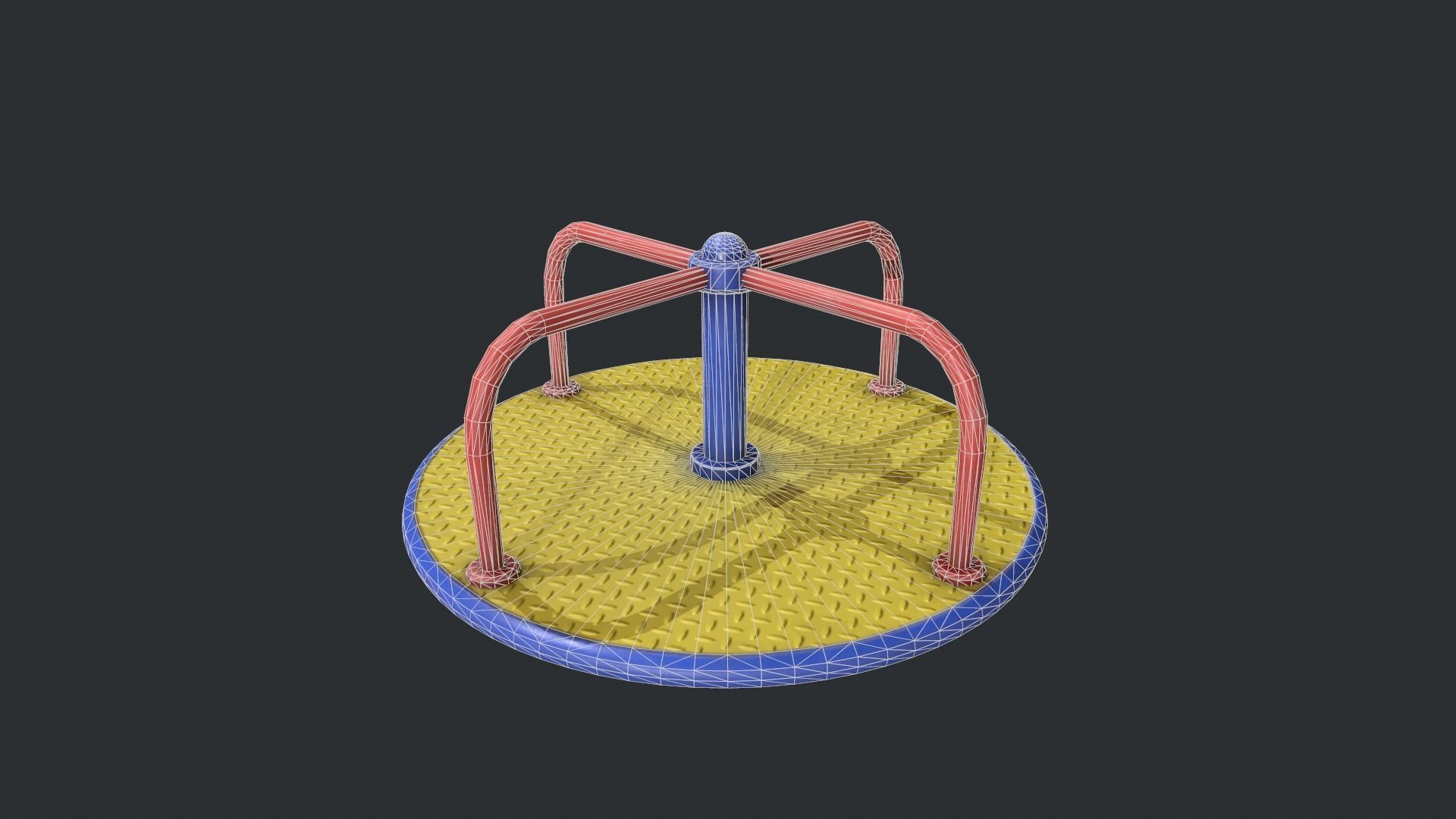 Playground Roundabout - Yellow Low-poly 3D model_21