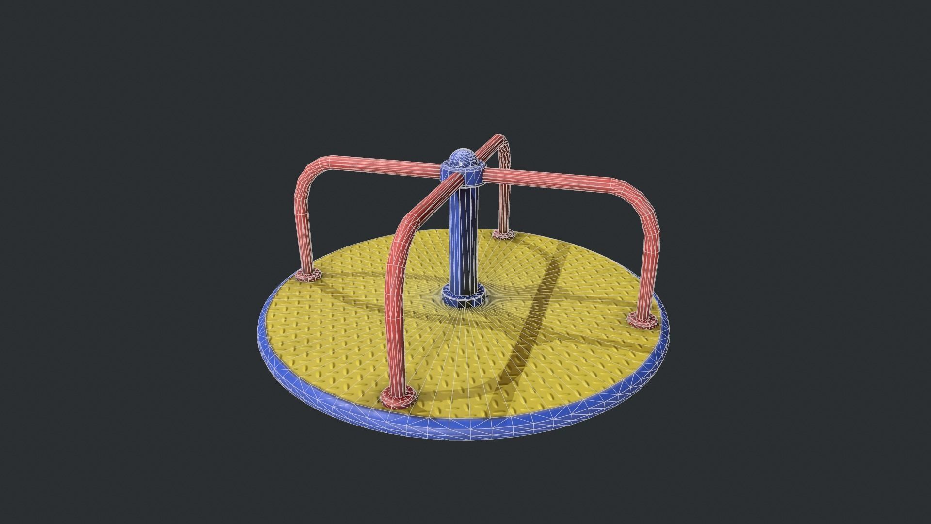 Playground Roundabout - Yellow Low-poly 3D model_16