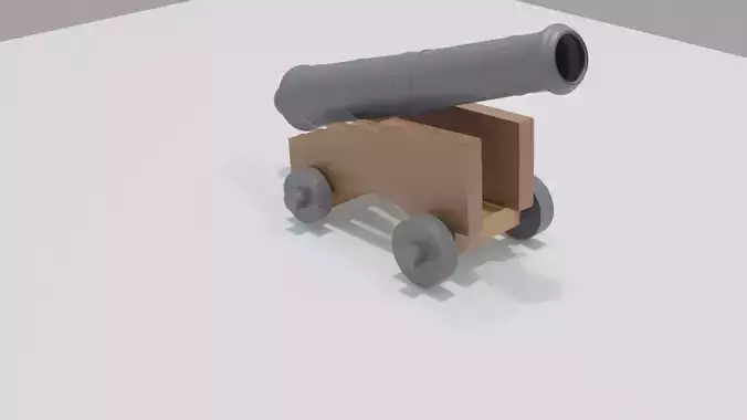 Cannon-Low poly cannon on wooden cart