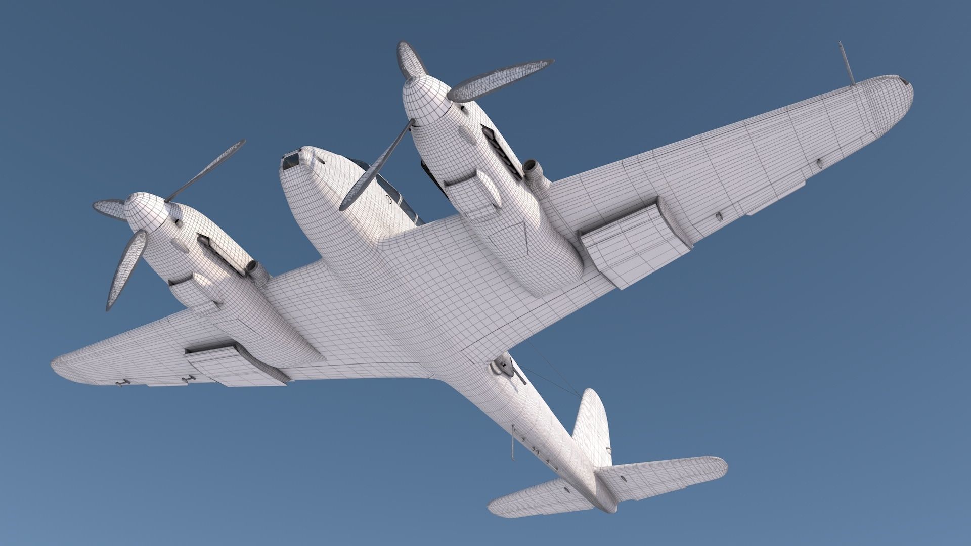 Me-410A1-U4 old war plane flying in sky 3D model_8