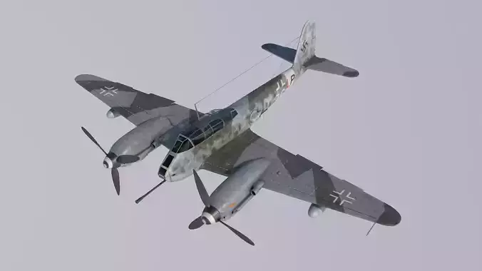 Me-410A1-U4 old war plane flying in sky 3D model