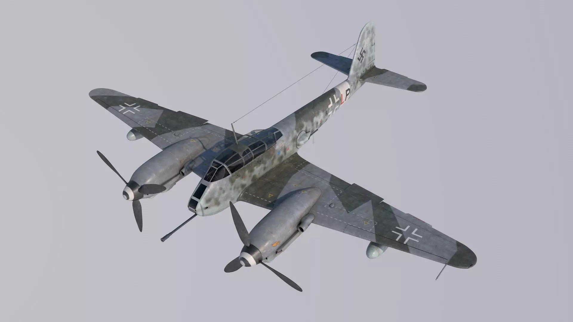 Me-410A1-U4 old war plane flying in sky 3D model_0