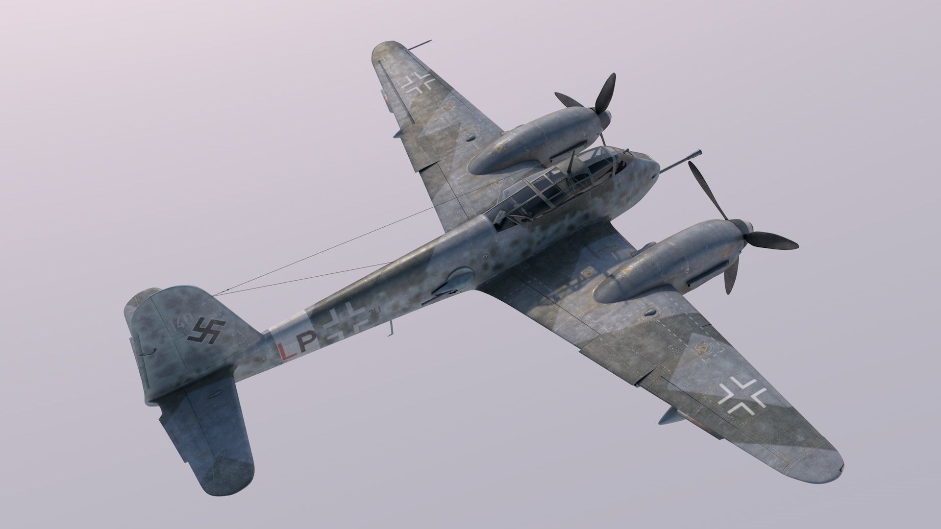 Me-410A1-U4 old war plane flying in sky 3D model_3