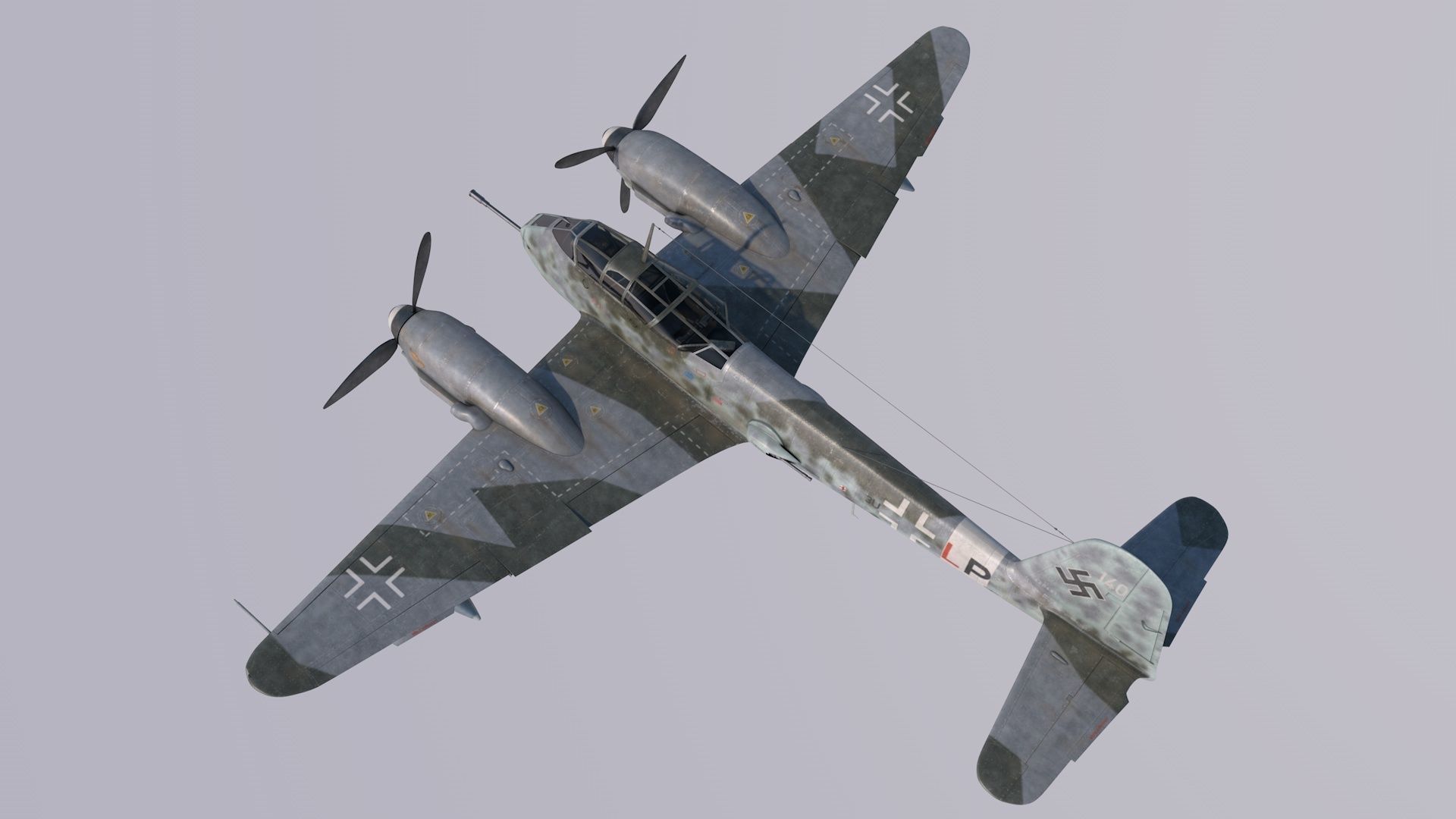 Me-410A1-U4 old war plane flying in sky 3D model_2