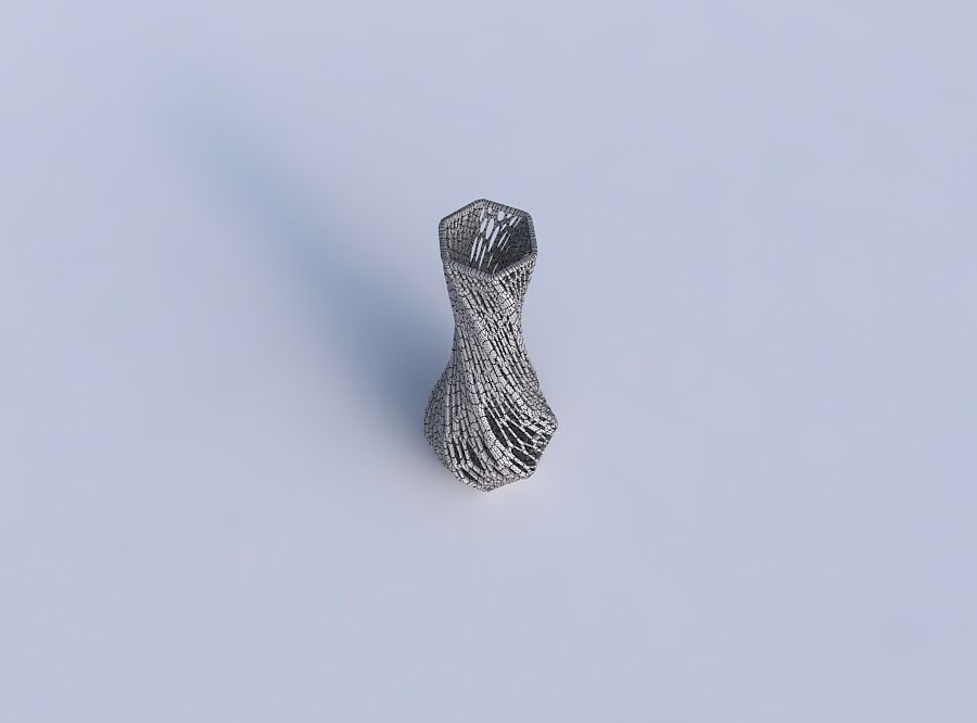 Vase twisted larger opening hexagon with fine organic lattice 3D print model_6