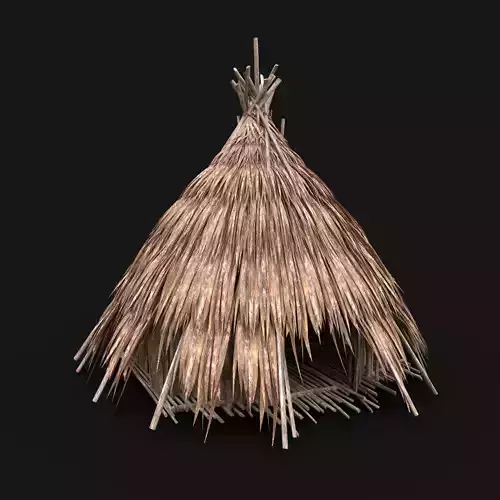 SIMPLE TRIBAL JUNGLE PRIMAL HUT HOUSE TENT TREE SURVIVAL Low-poly 3D model