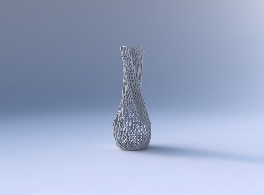 Vase twisted larger opening hexagon with lattice tiles 3D print model_4