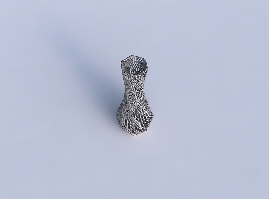 Vase twisted larger opening hexagon with lattice tiles 3D print model_6