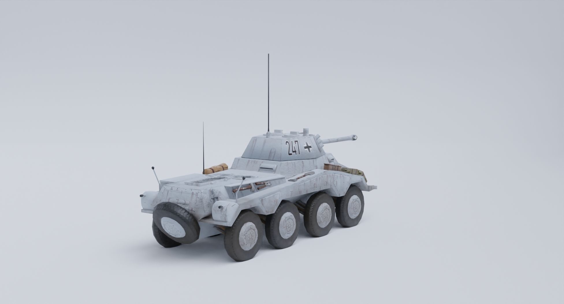Sdkfz 234-2 Puma German WW2 armored car Low Poly PBR model Low-poly 3D model_23