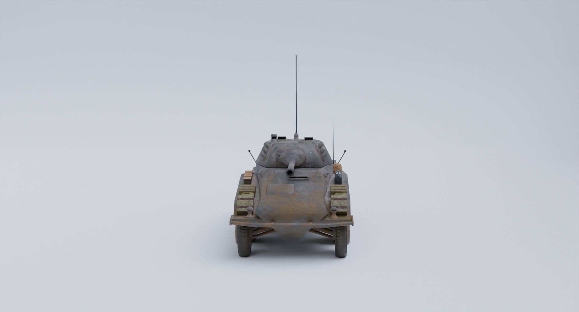 Sdkfz 234-2 Puma German WW2 armored car Low Poly PBR model Low-poly 3D model_8
