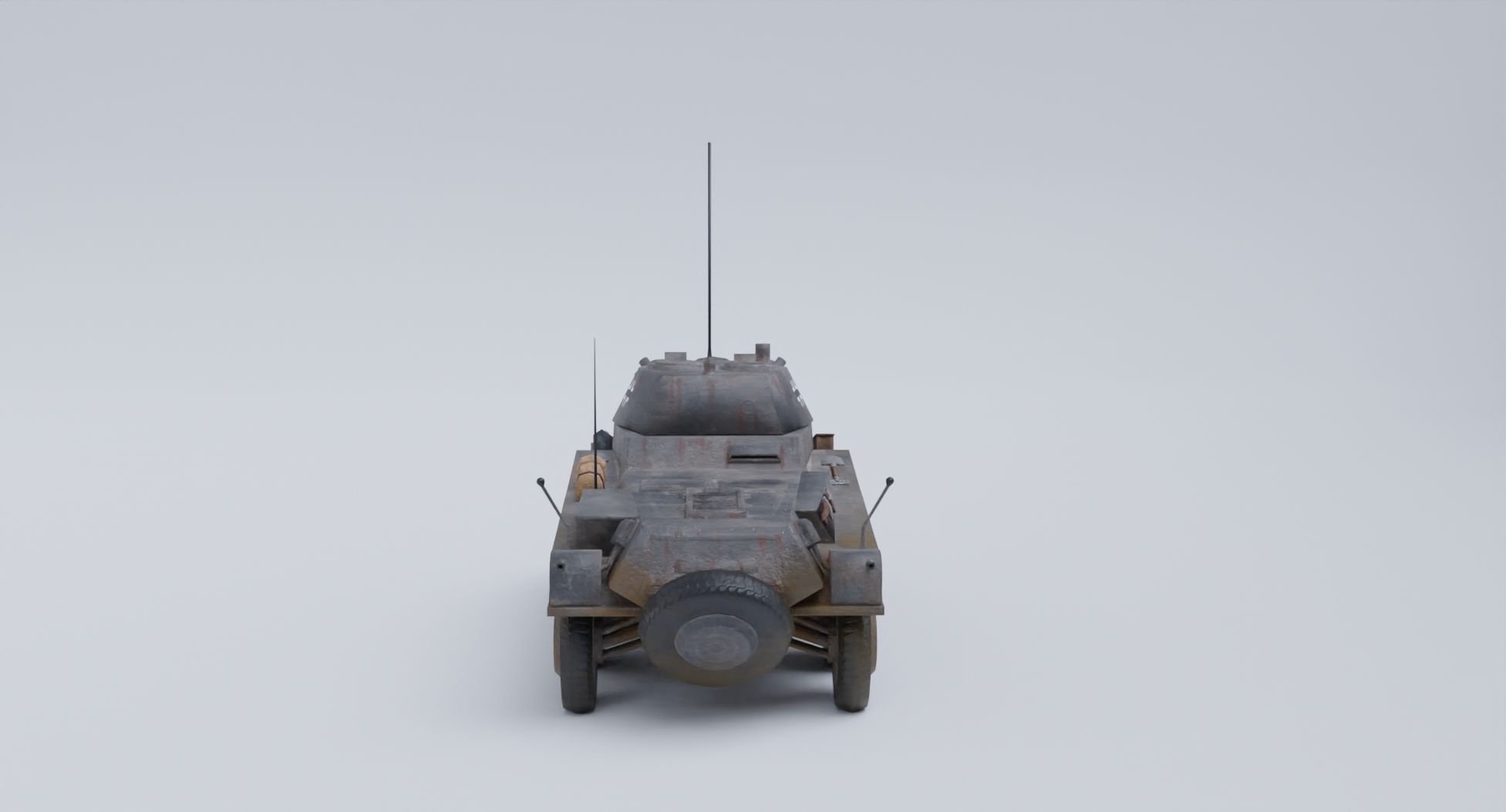 Sdkfz 234-2 Puma German WW2 armored car Low Poly PBR model Low-poly 3D model_4