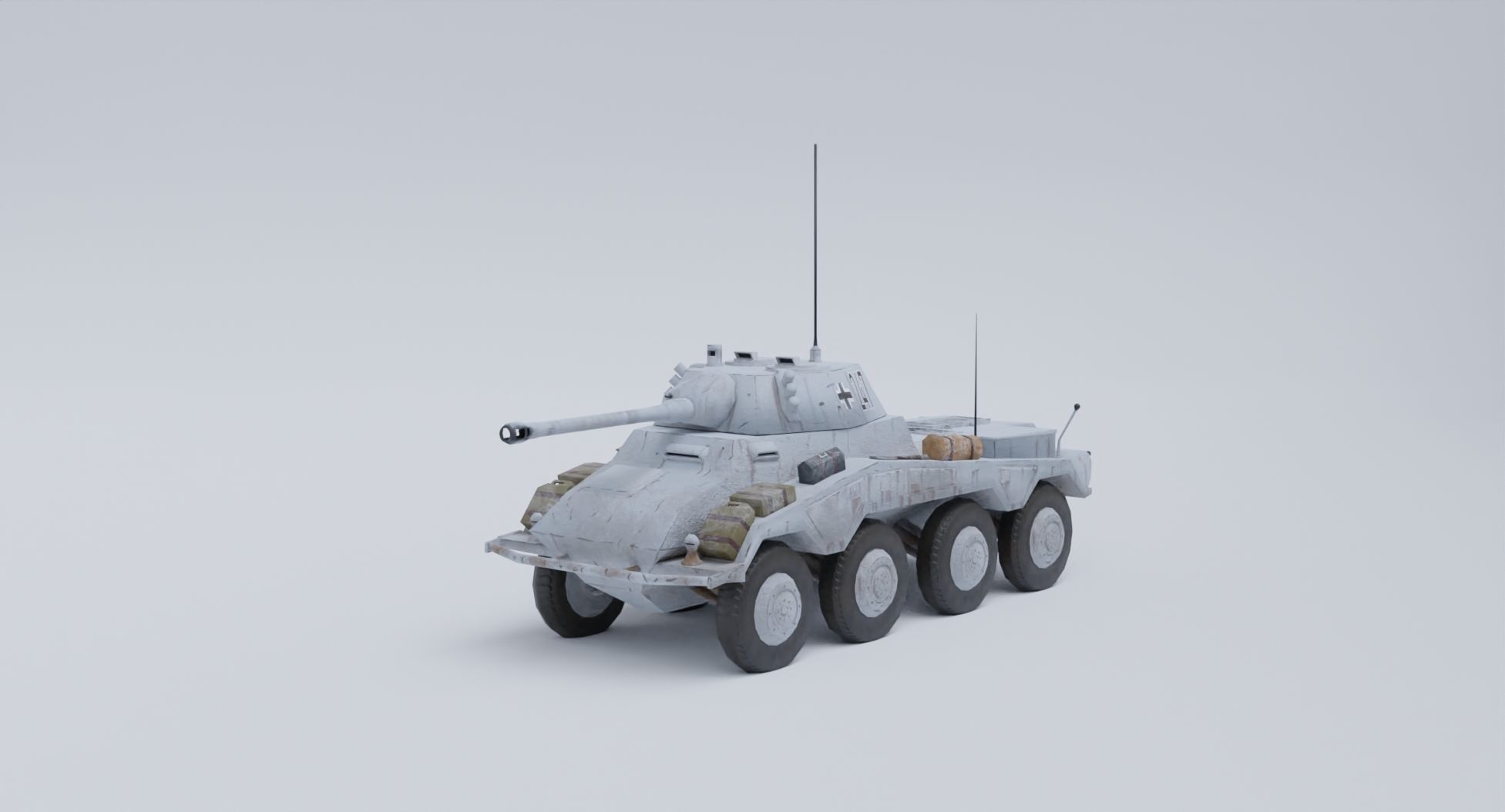 Sdkfz 234-2 Puma German WW2 armored car Low Poly PBR model Low-poly 3D model_19