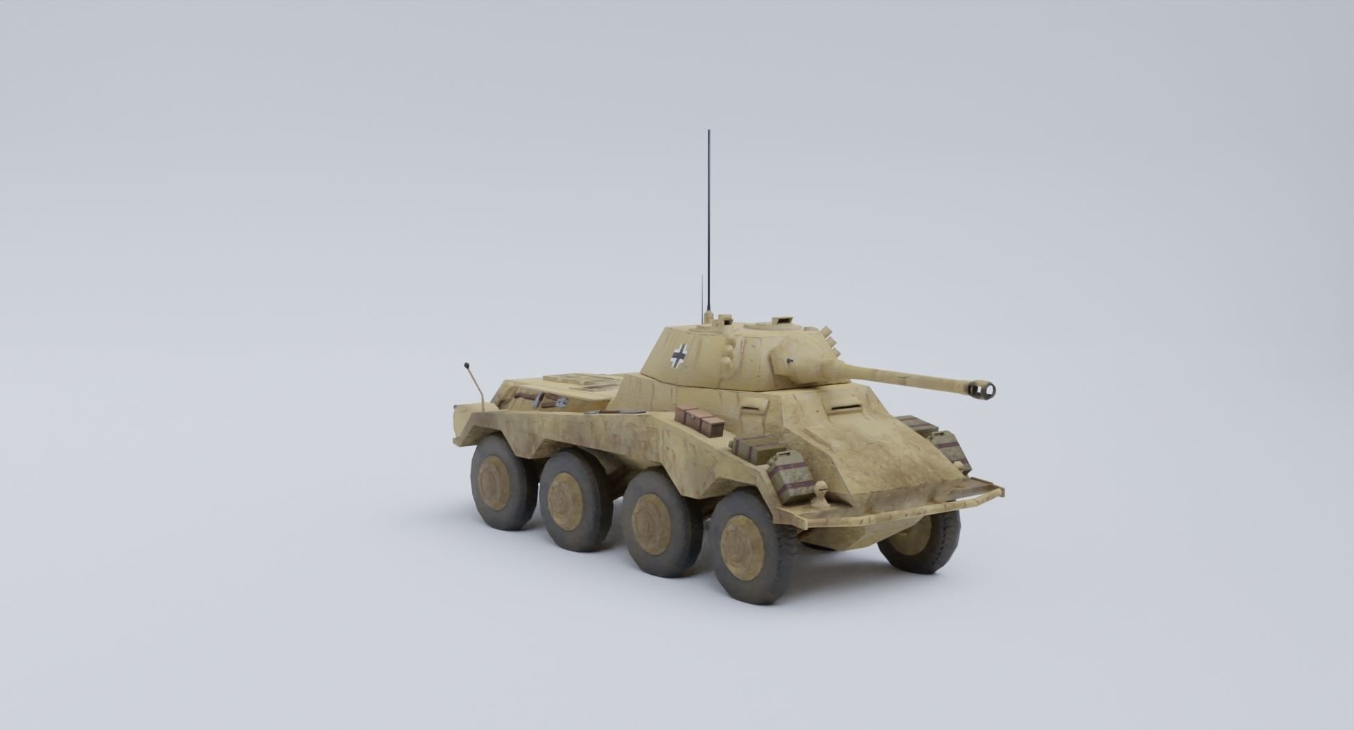 Sdkfz 234-2 Puma German WW2 armored car Low Poly PBR model Low-poly 3D model_35