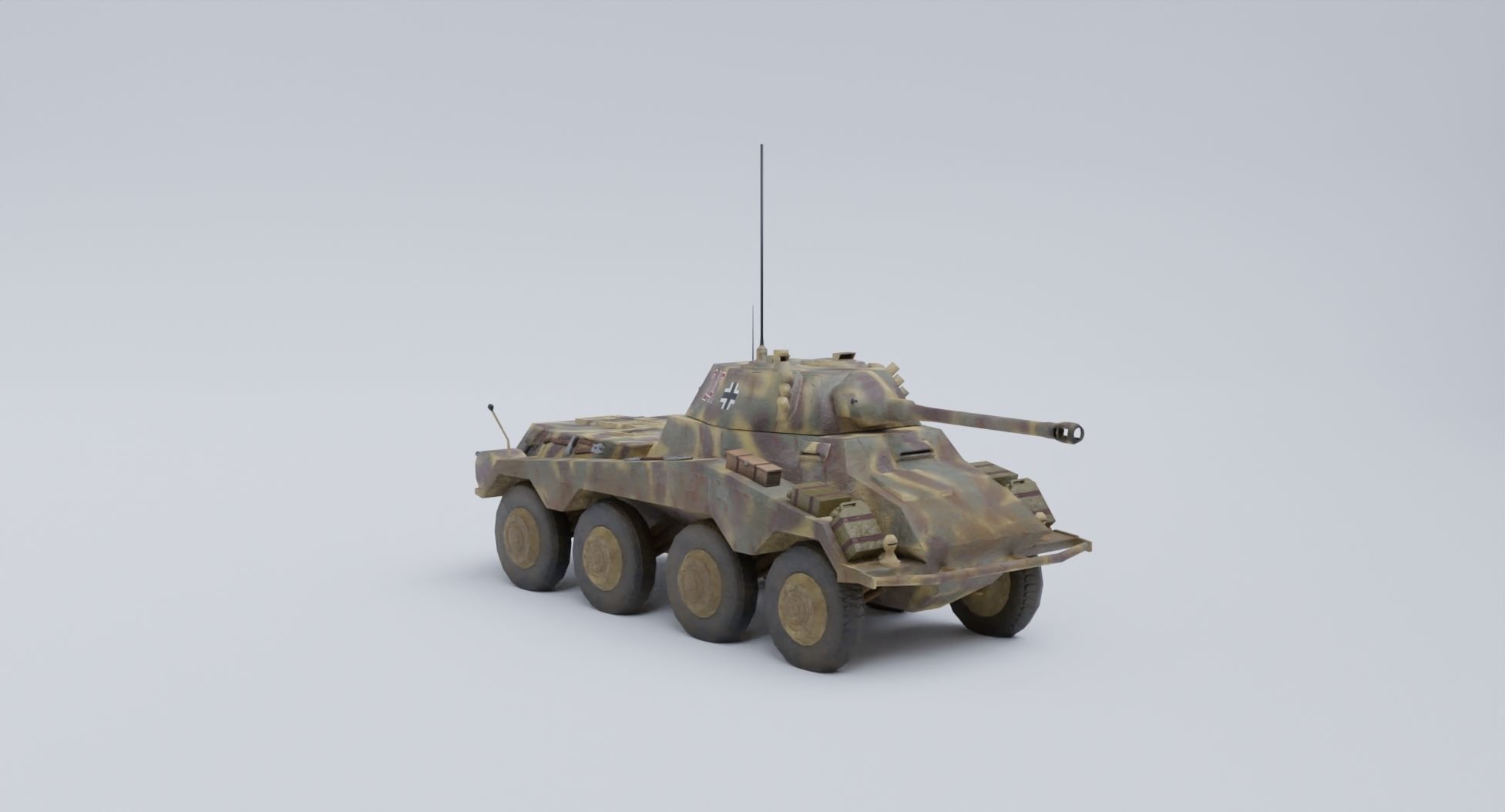 Sdkfz 234-2 Puma German WW2 armored car Low Poly PBR model Low-poly 3D model_15