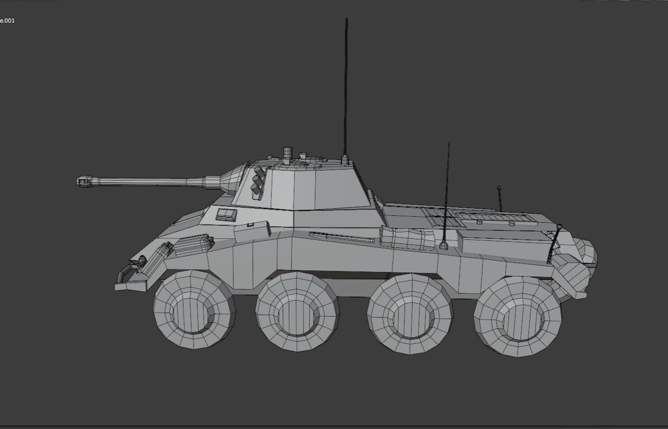 Sdkfz 234-2 Puma German WW2 armored car Low Poly PBR model Low-poly 3D model_39