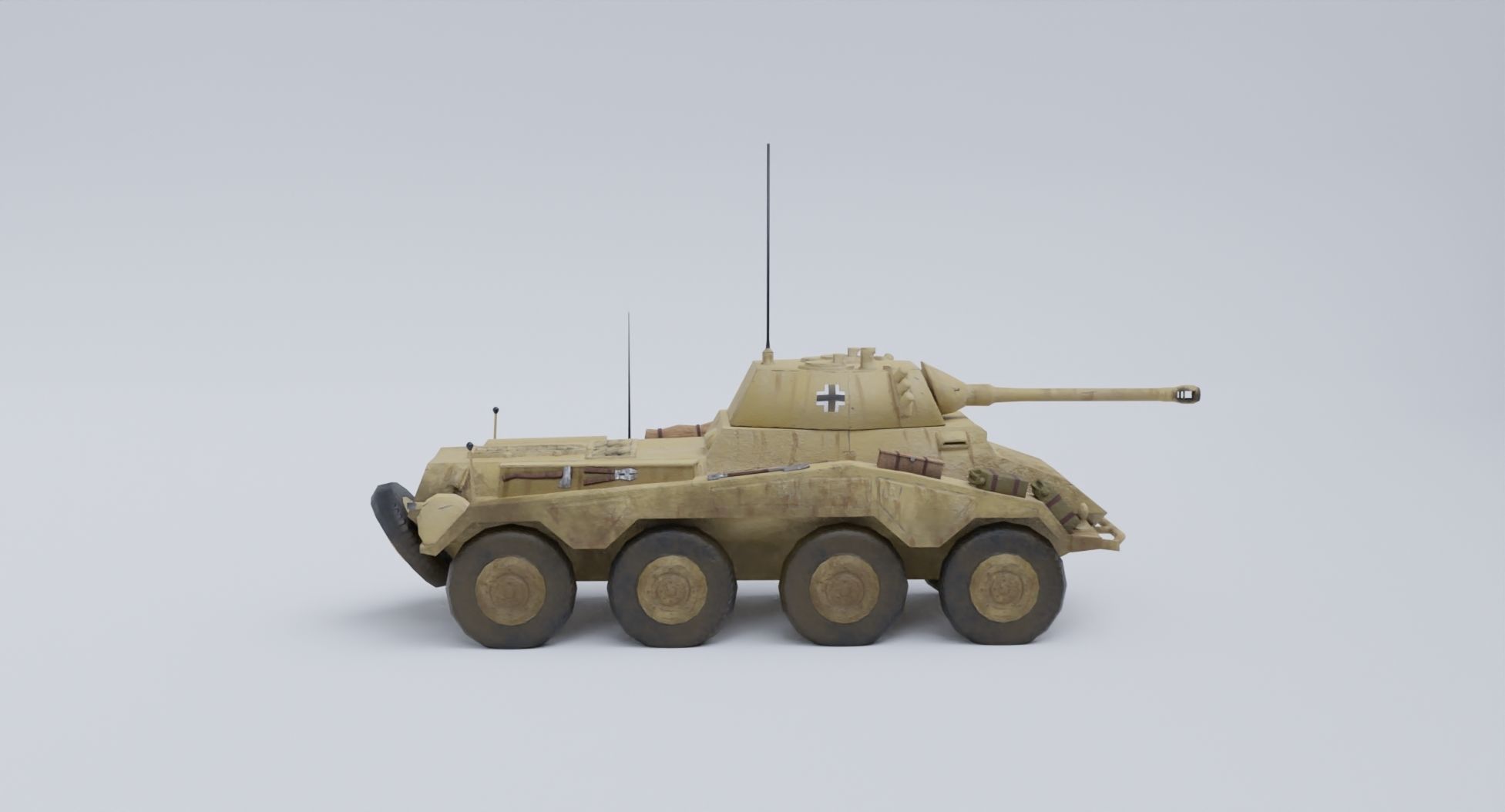 Sdkfz 234-2 Puma German WW2 armored car Low Poly PBR model Low-poly 3D model_34