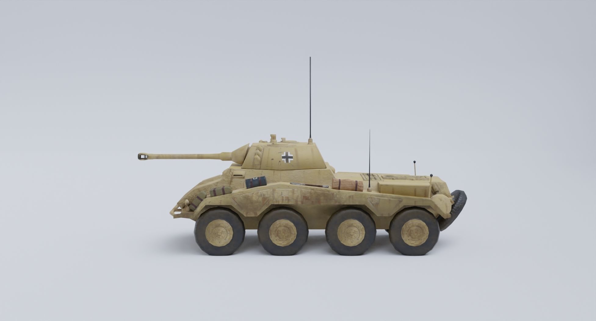 Sdkfz 234-2 Puma German WW2 armored car Low Poly PBR model Low-poly 3D model_30