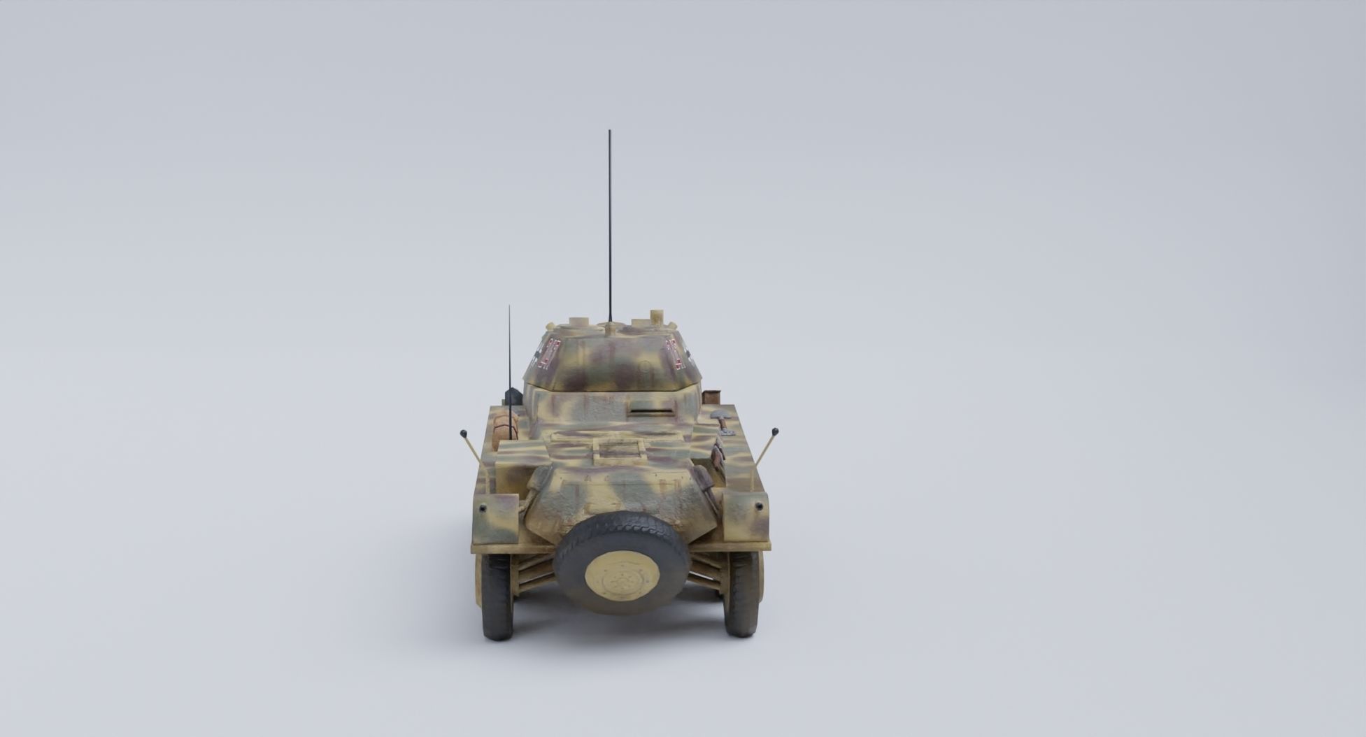 Sdkfz 234-2 Puma German WW2 armored car Low Poly PBR model Low-poly 3D model_12