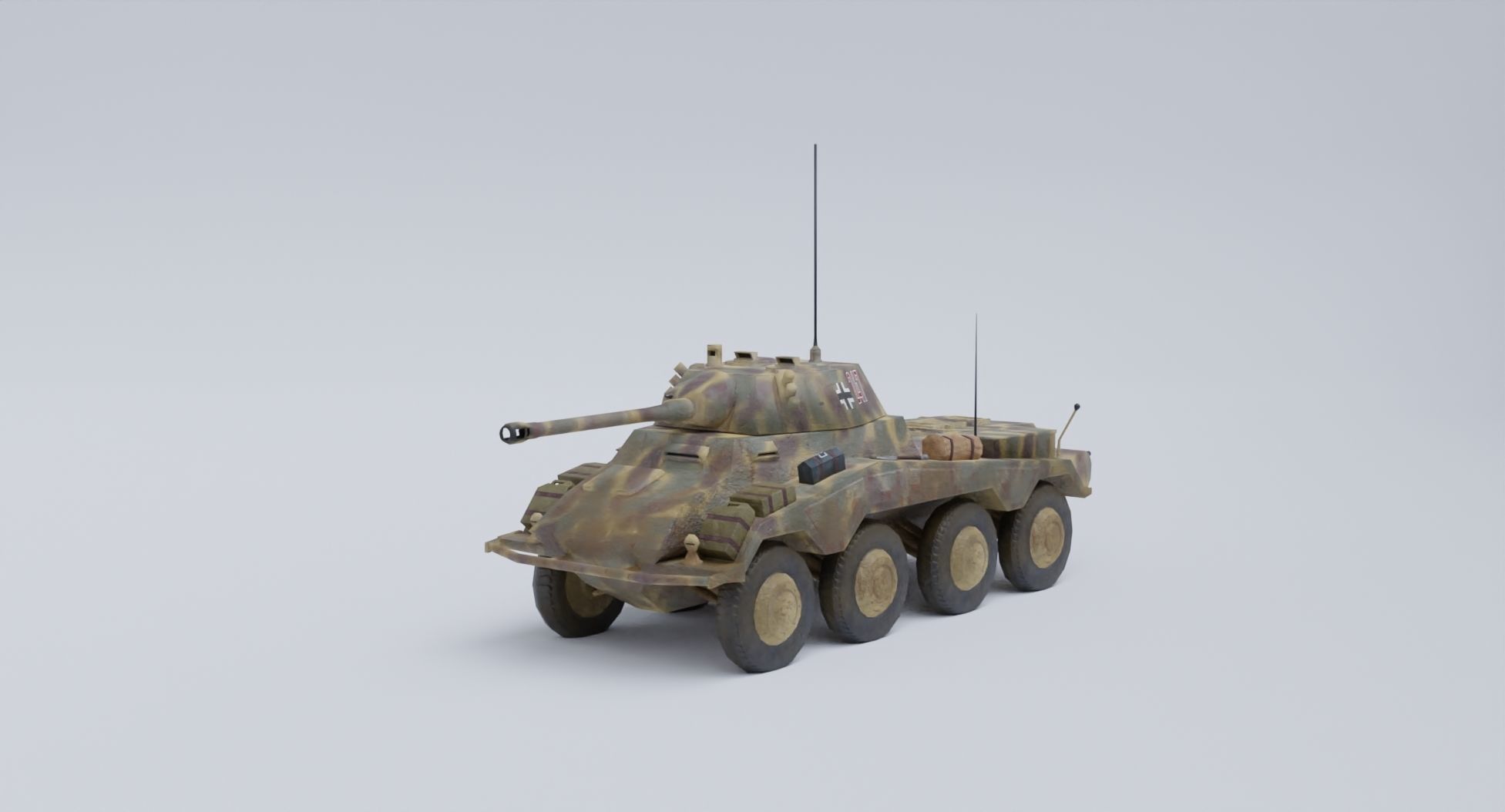 Sdkfz 234-2 Puma German WW2 armored car Low Poly PBR model Low-poly 3D model_17