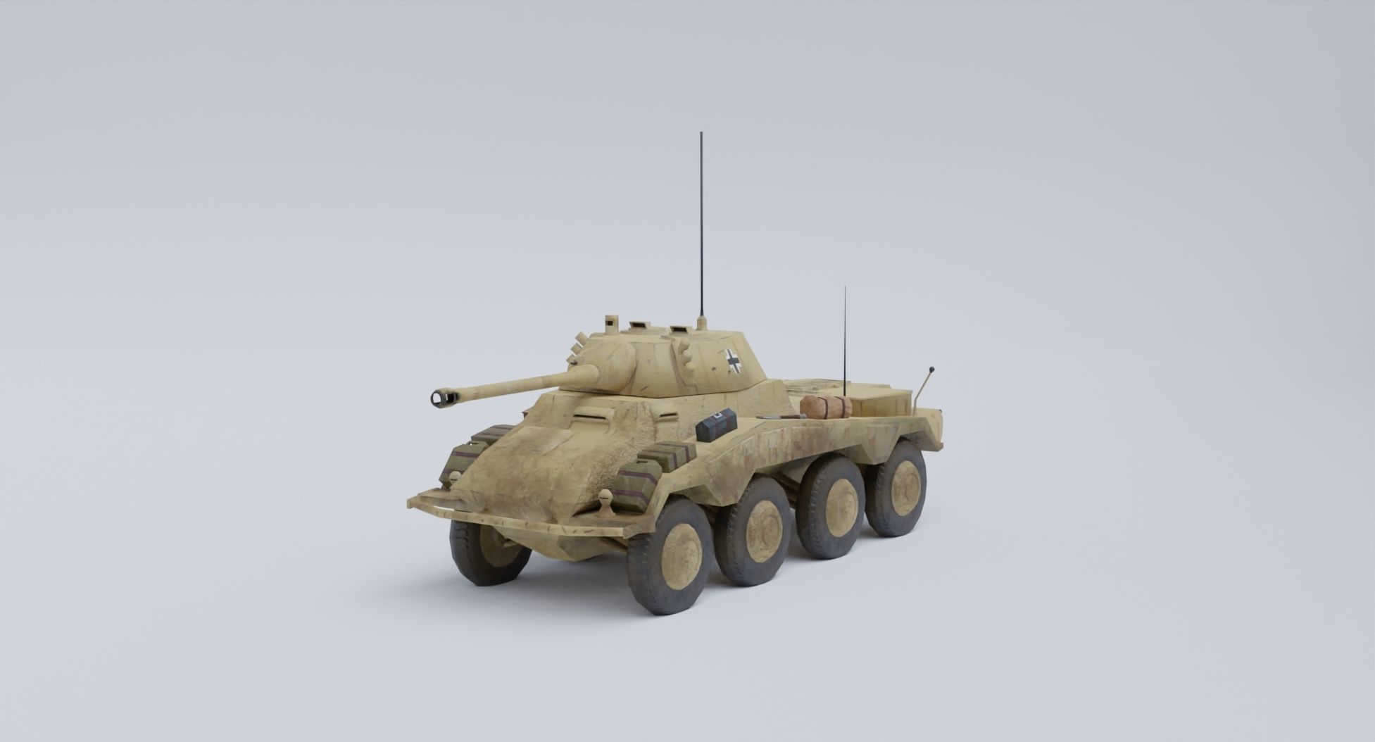 Sdkfz 234-2 Puma German WW2 armored car Low Poly PBR model Low-poly 3D model_29