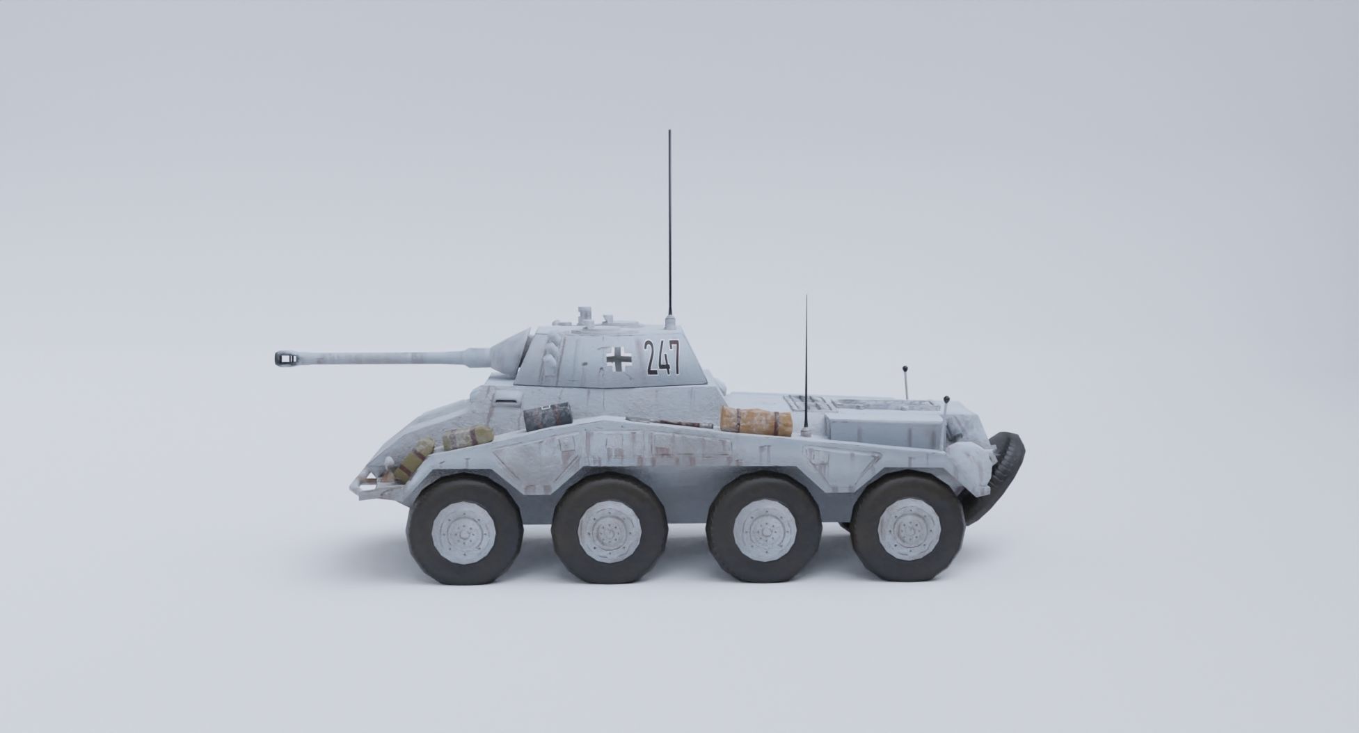 Sdkfz 234-2 Puma German WW2 armored car Low Poly PBR model Low-poly 3D model_20