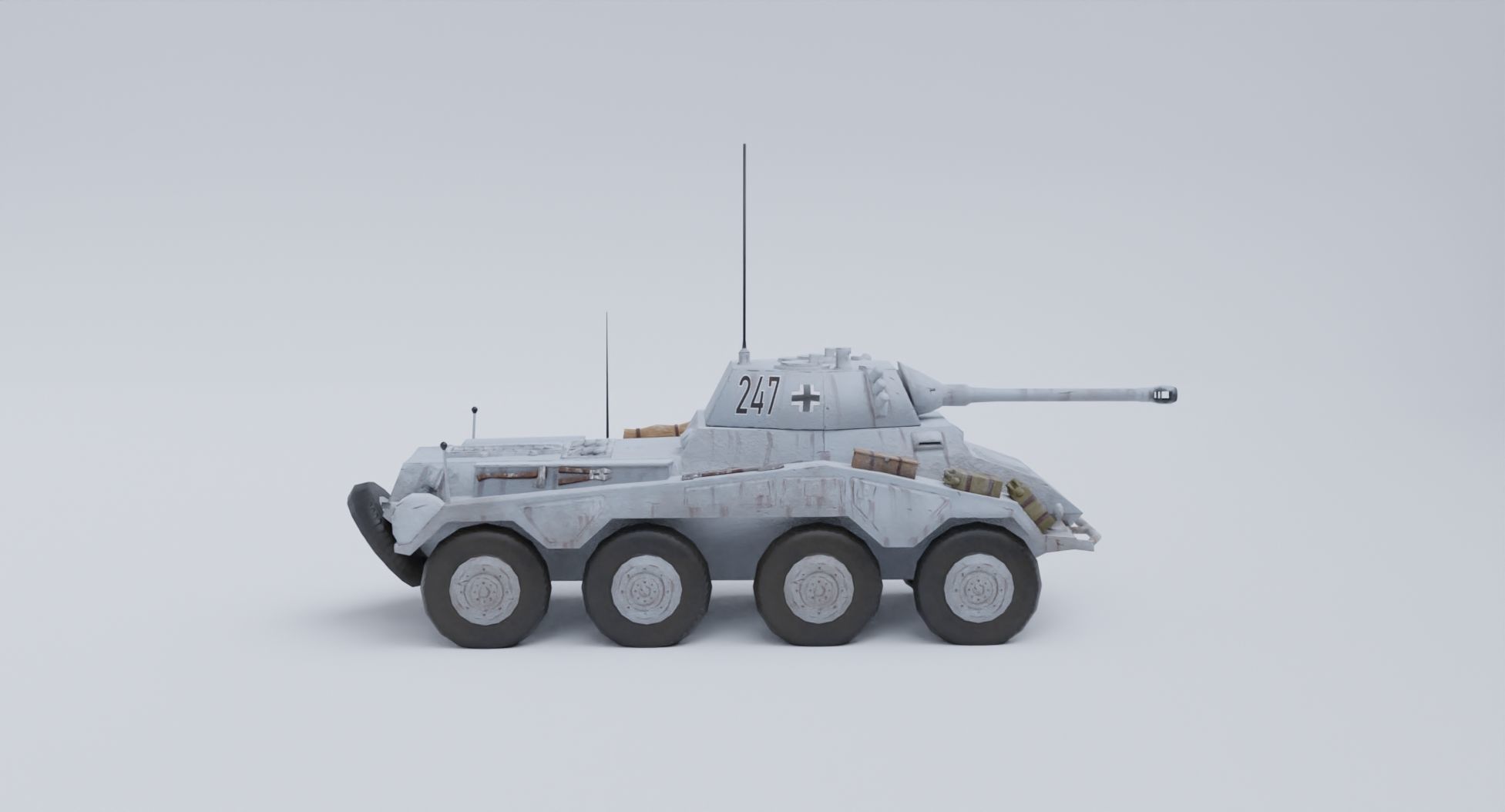 Sdkfz 234-2 Puma German WW2 armored car Low Poly PBR model Low-poly 3D model_24