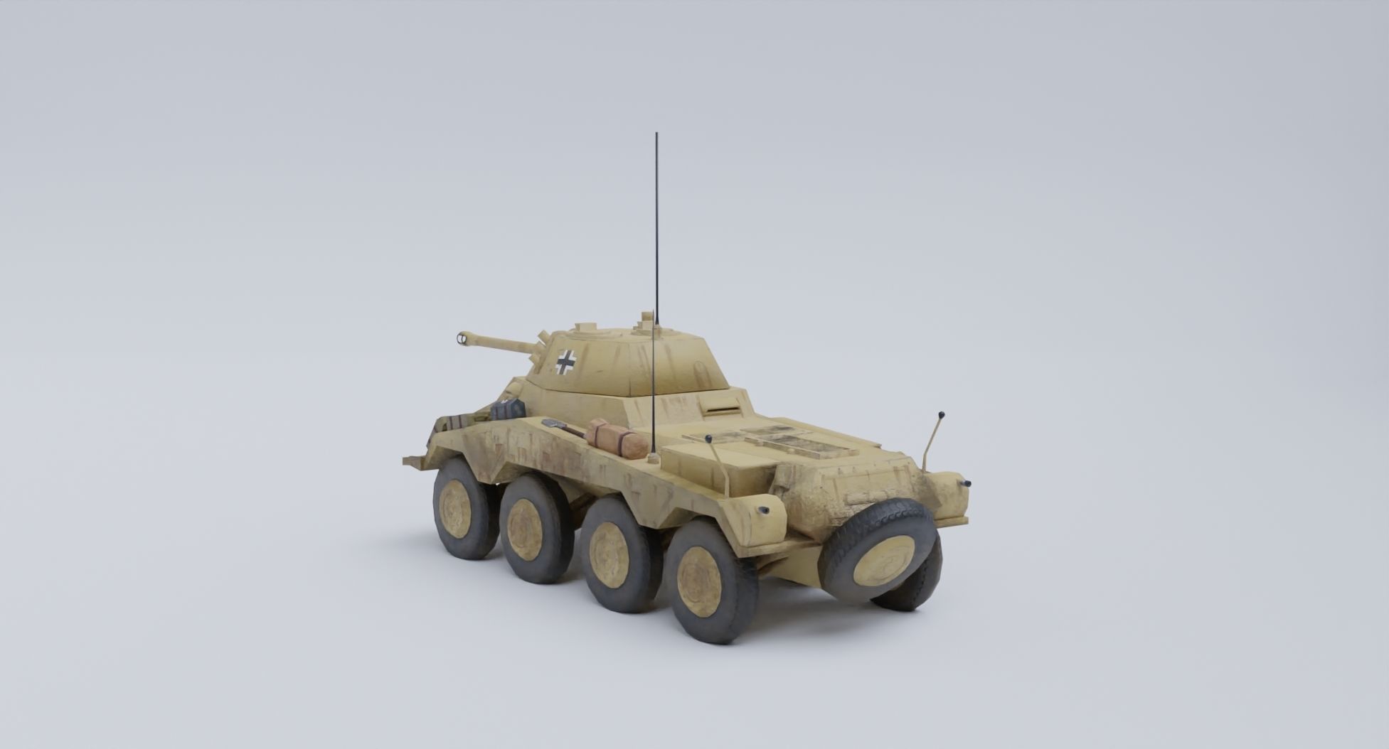 Sdkfz 234-2 Puma German WW2 armored car Low Poly PBR model Low-poly 3D model_31