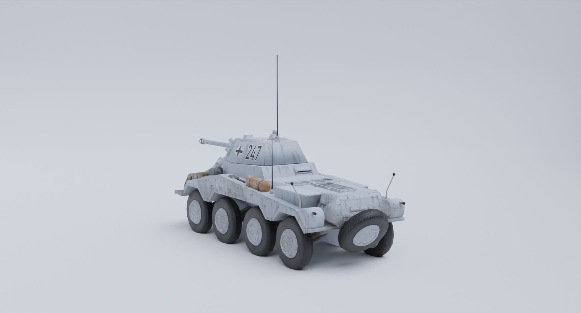 Sdkfz 234-2 Puma German WW2 armored car Low Poly PBR model Low-poly 3D model_21