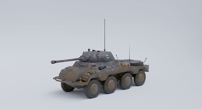 Sdkfz 234-2 Puma German WW2 armored car Low Poly PBR model Low-poly 3D model 2