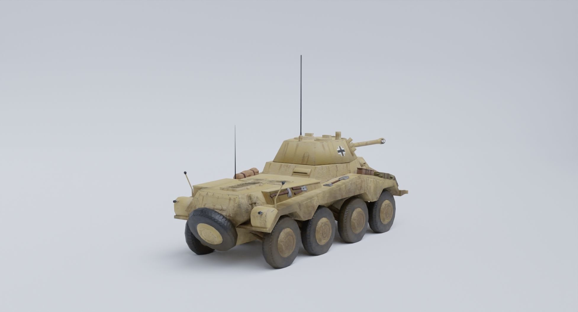 Sdkfz 234-2 Puma German WW2 armored car Low Poly PBR model Low-poly 3D model_33