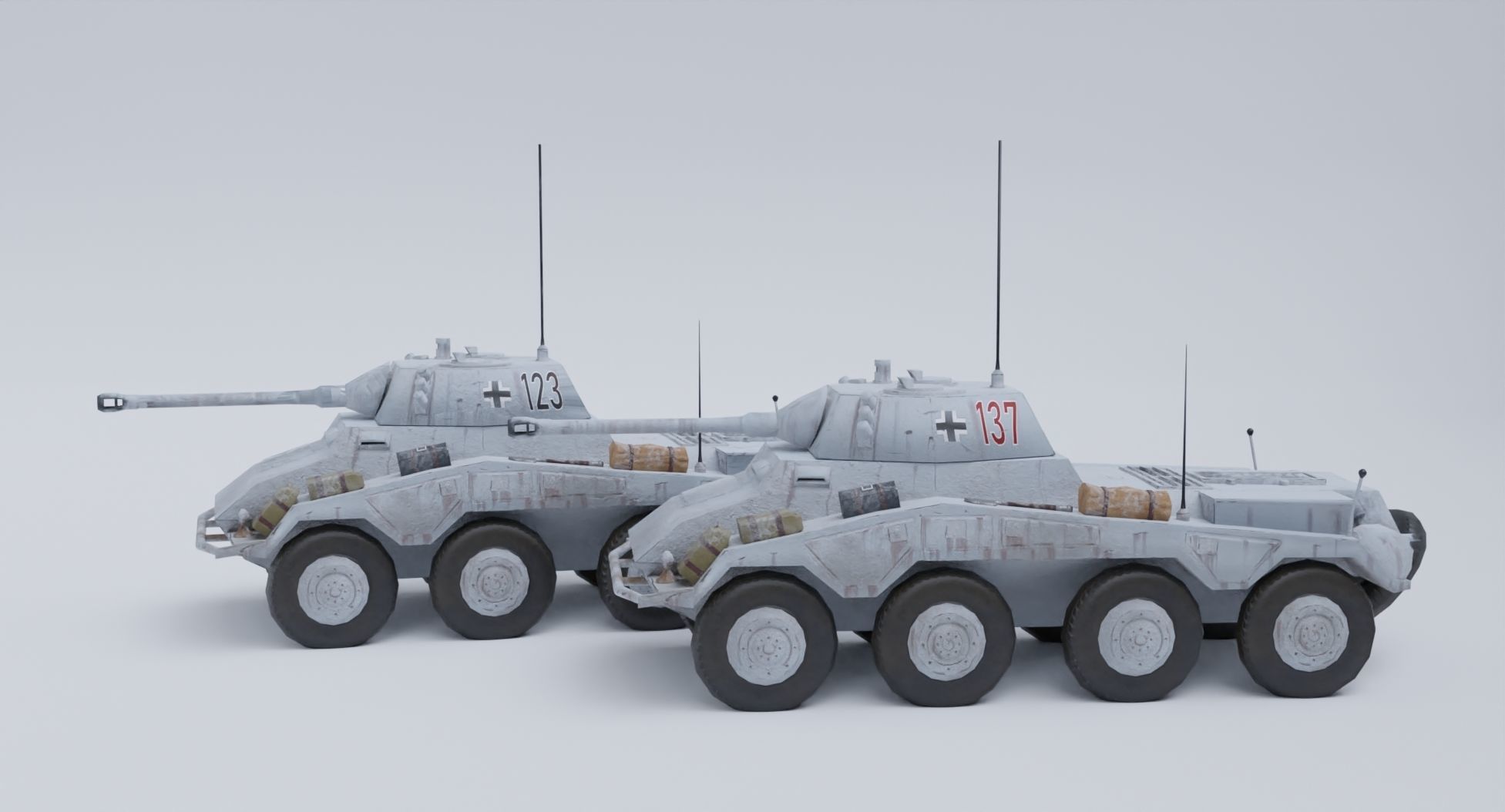 Sdkfz 234-2 Puma German WW2 armored car Low Poly PBR model Low-poly 3D model_27