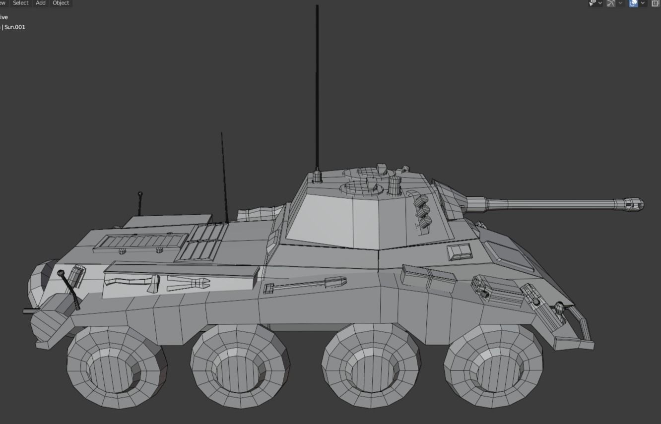 Sdkfz 234-2 Puma German WW2 armored car Low Poly PBR model Low-poly 3D model_37