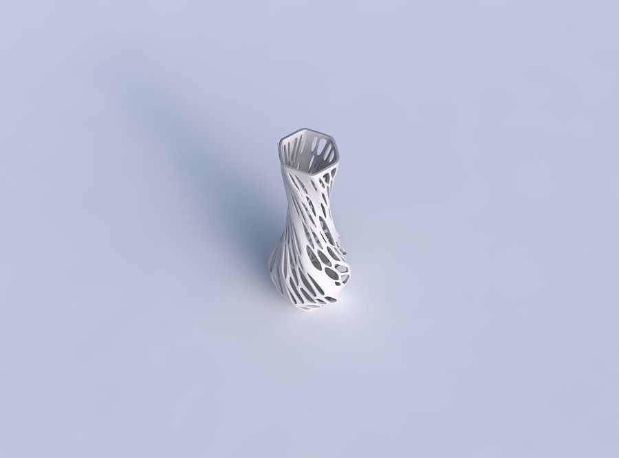Vase twisted larger opening hexagon with organic lattice with... 3D print model_1