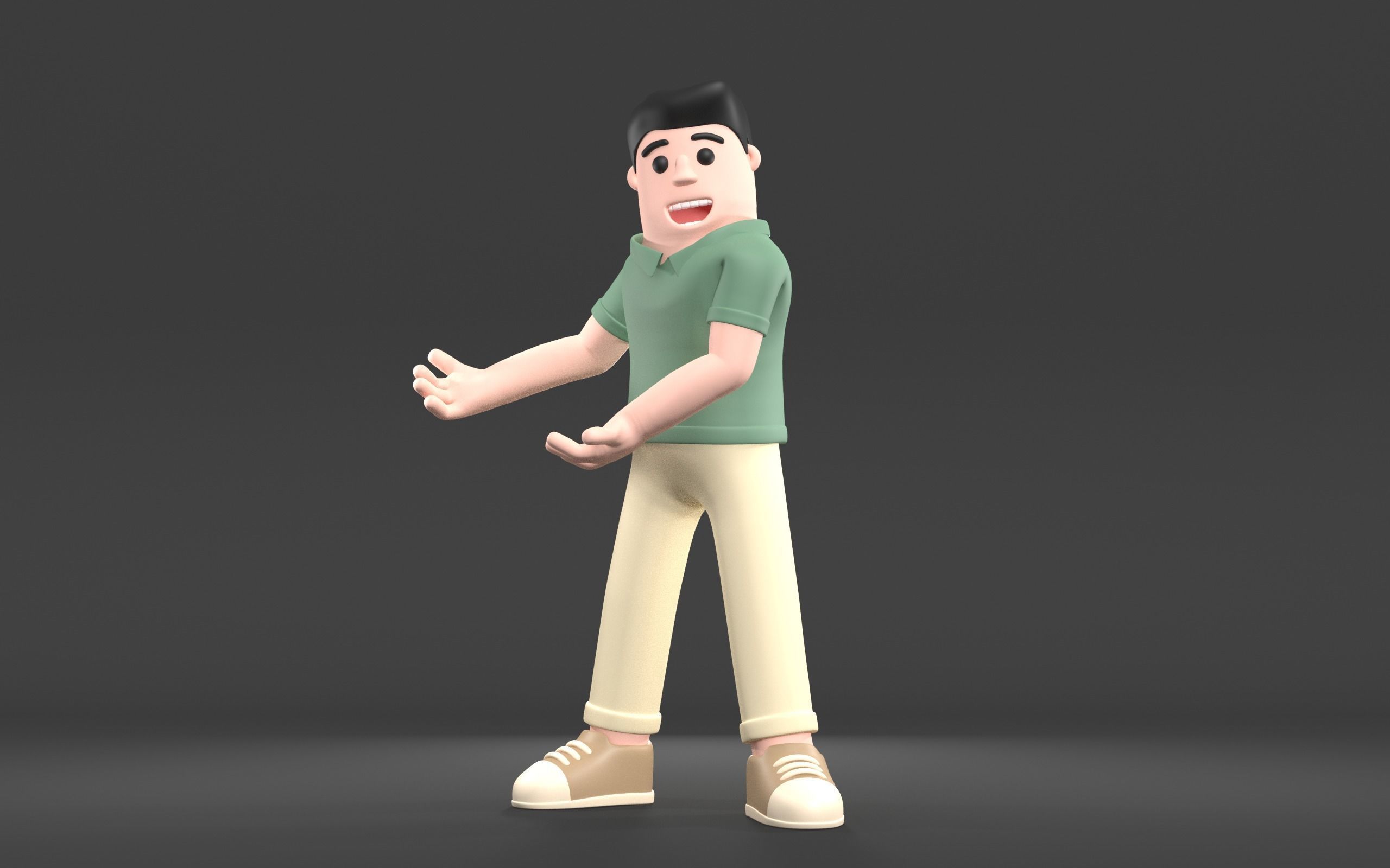 Cartoon Male Character 3D model_4