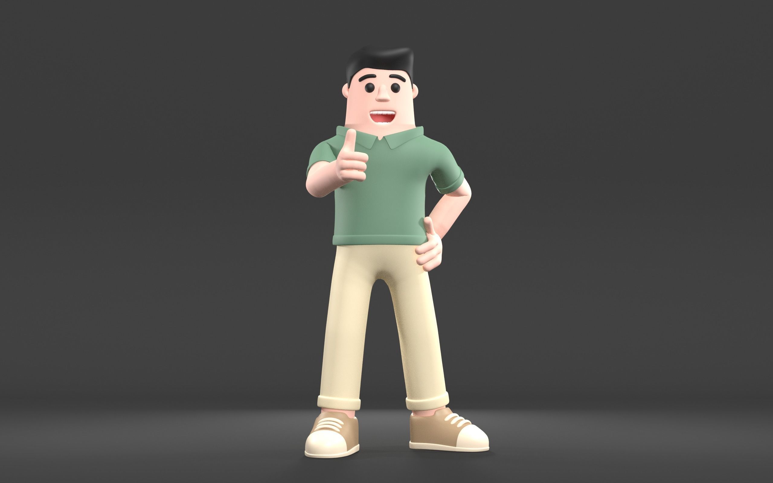 Cartoon Male Character 3D model_2