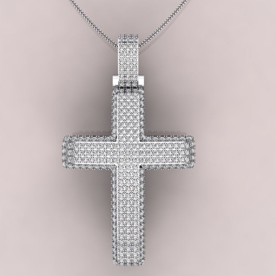 cross diamond pendant 3D print model_2