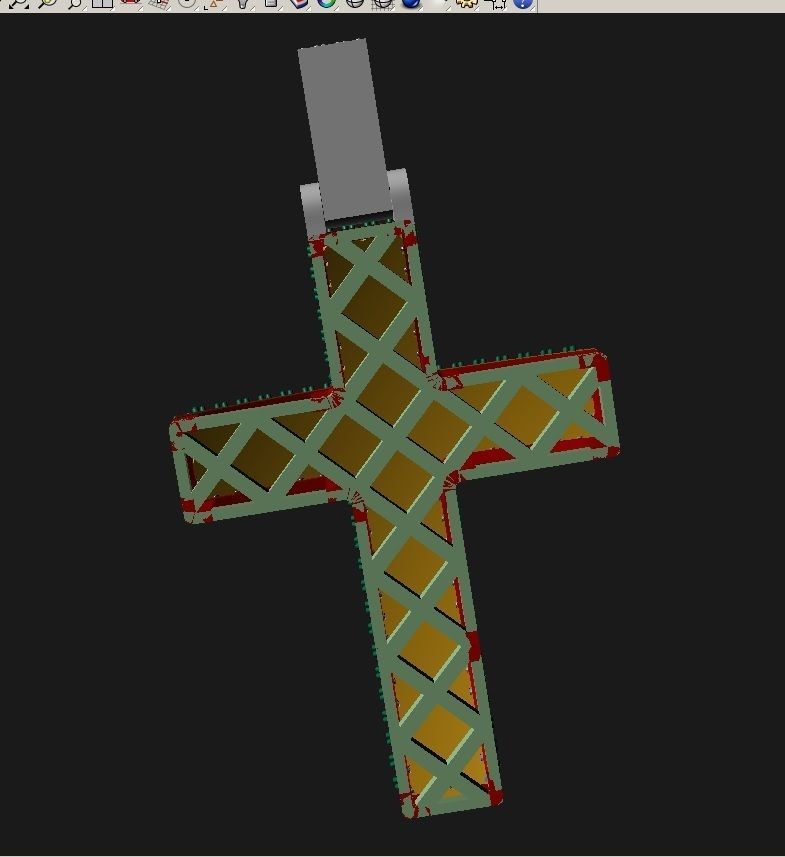 cross diamond pendant 3D print model_7
