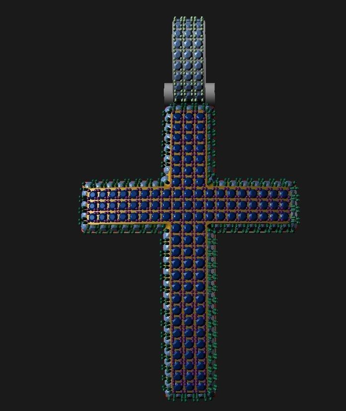 cross diamond pendant 3D print model_5
