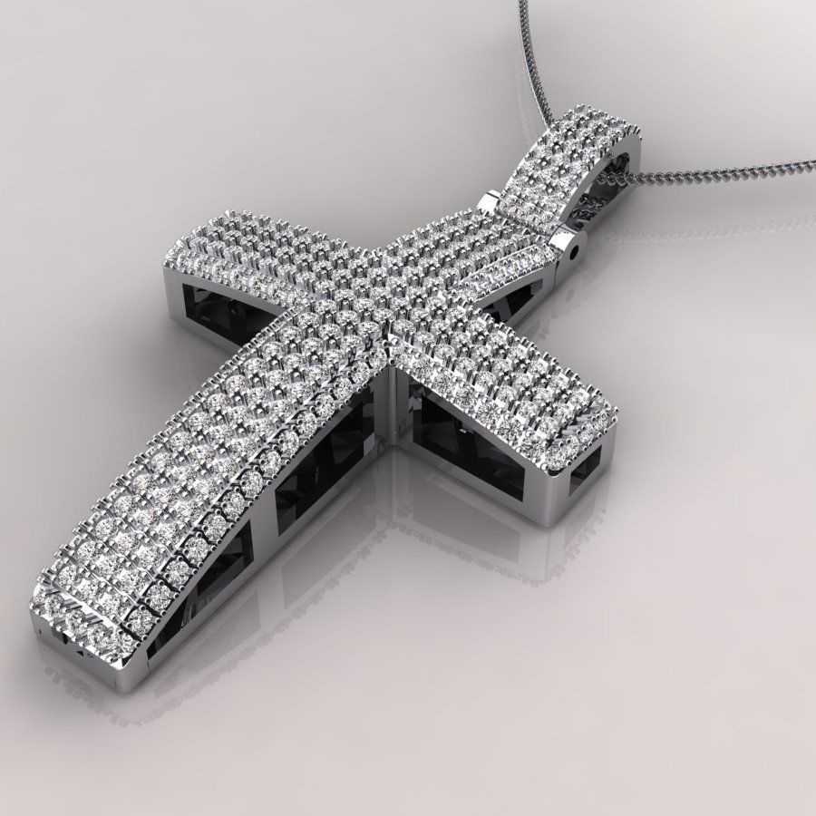 cross diamond pendant 3D print model_3