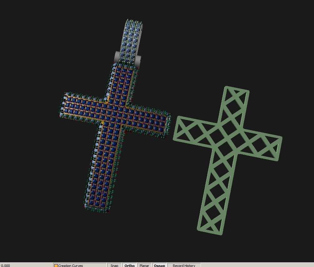cross diamond pendant 3D print model_4