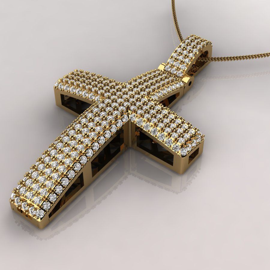 cross diamond pendant 3D print model_1