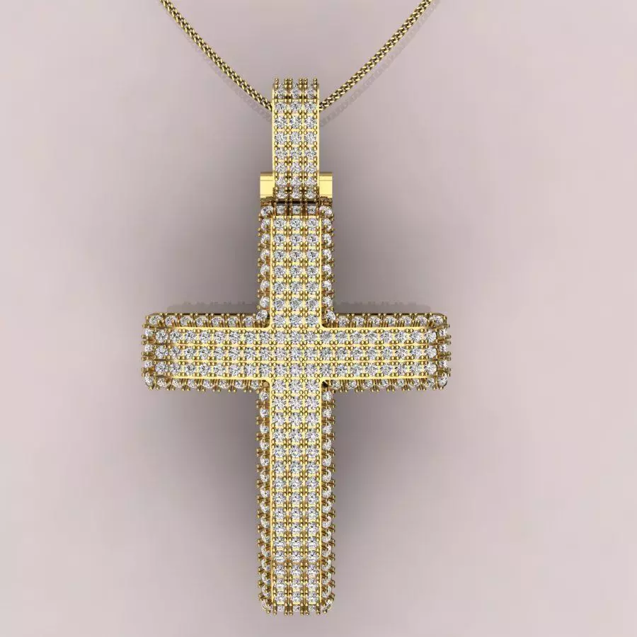 cross diamond pendant 3D print model_0