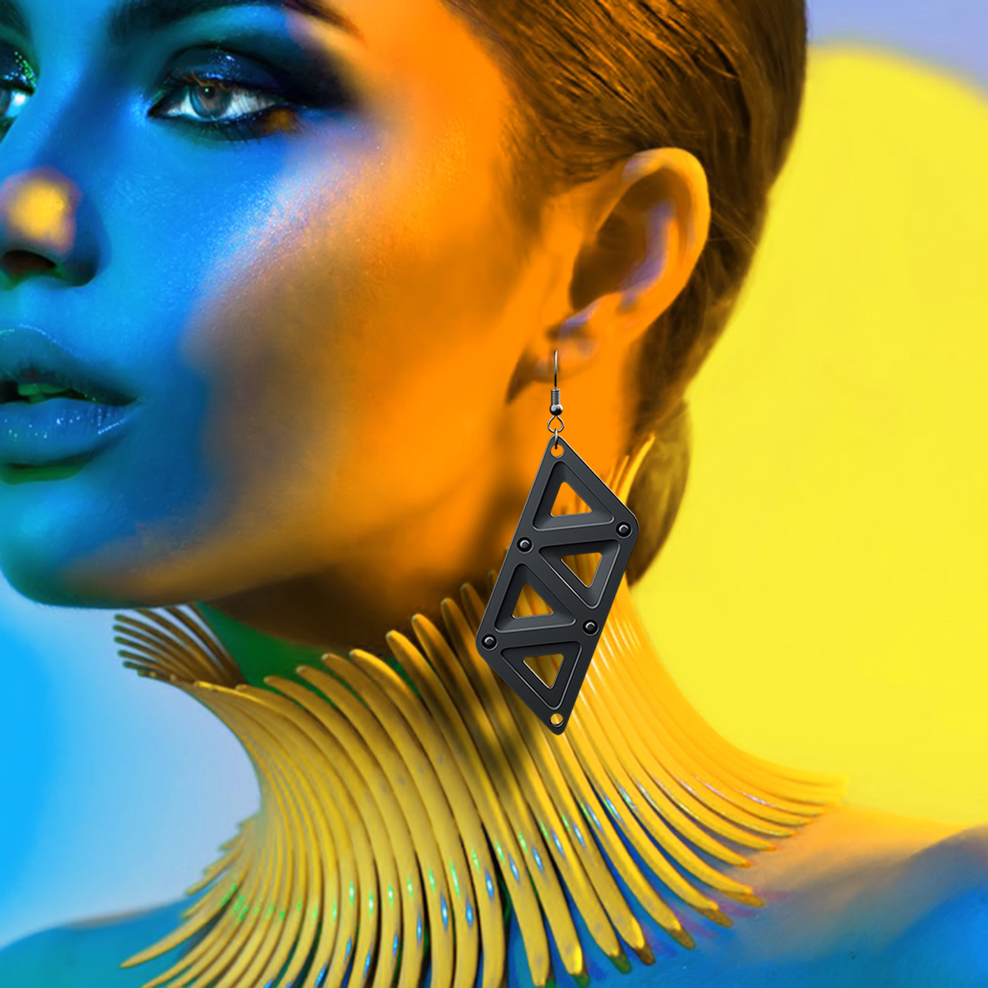 Sci Fi Cyberpunk Earrings Pendant Jewelry Design 3D print model_0