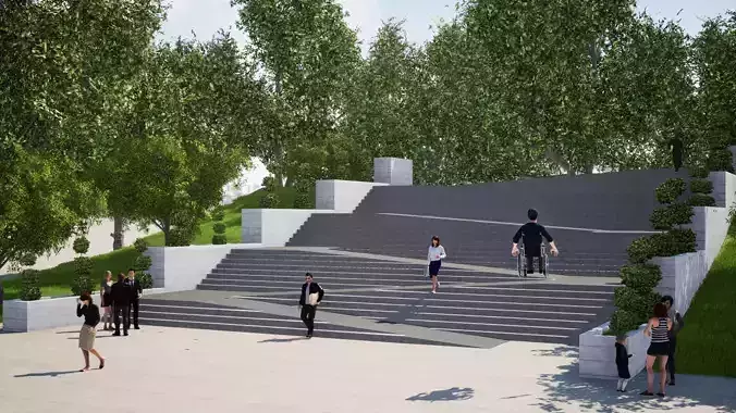 STAIR AND RAMP Low-poly 3D model