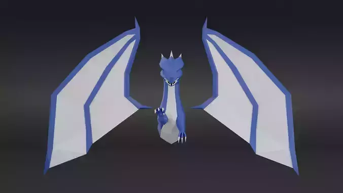 Low-poly blue Dragon 3D model